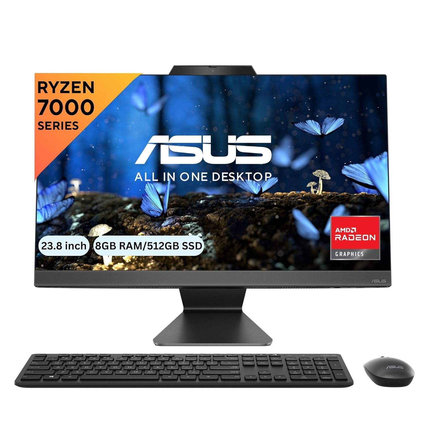 ASUS AiO M3402WFA Series / M3402WFA-KBA016WS / 23.8" (60.45 cm) FHD / AMD Ryzen 3 7320U / 8GB / 512GB SSD / Windows 11 / Black / 5.4 kg