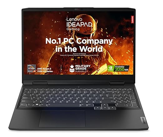 Lenovo-82SB00NXIN / 3 AMD Ryzen 5 7535HS / 15.6 Inch-39.62cm / FHD IPS 120Hz / 16GB / 512GB SSD / Win 11 / NVIDIA RTX 2050 4GB / Alexa / 3 Month Game Pass / Onyx Grey / 2.32Kg