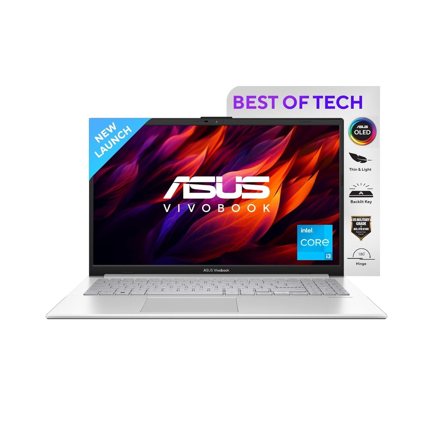 ASUS Vivobook Go 15 / E1504GA-LK321WS / Intel Core i3-N305 / 15.6" (39.62 cms) FHD OLED / 8GB / 512GB SSD / Windows 11 / Silver / 1.63 kg