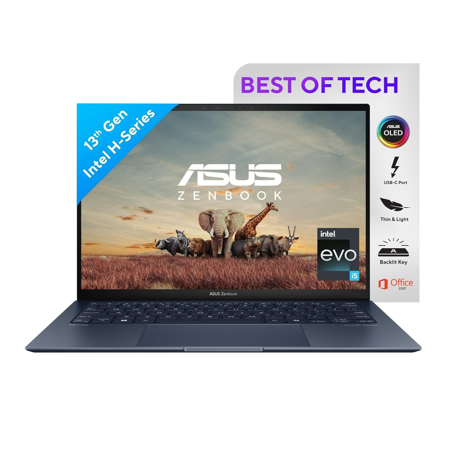 ASUS Zenbook S 13 OLED / UX5304VA-NQ541WS / 1kg / Intel Core EVO i5 13th Gen / 13.3 Inch 2.8K OLED / 16GB RAM /512GB SSD/ Windows 11 / Blue