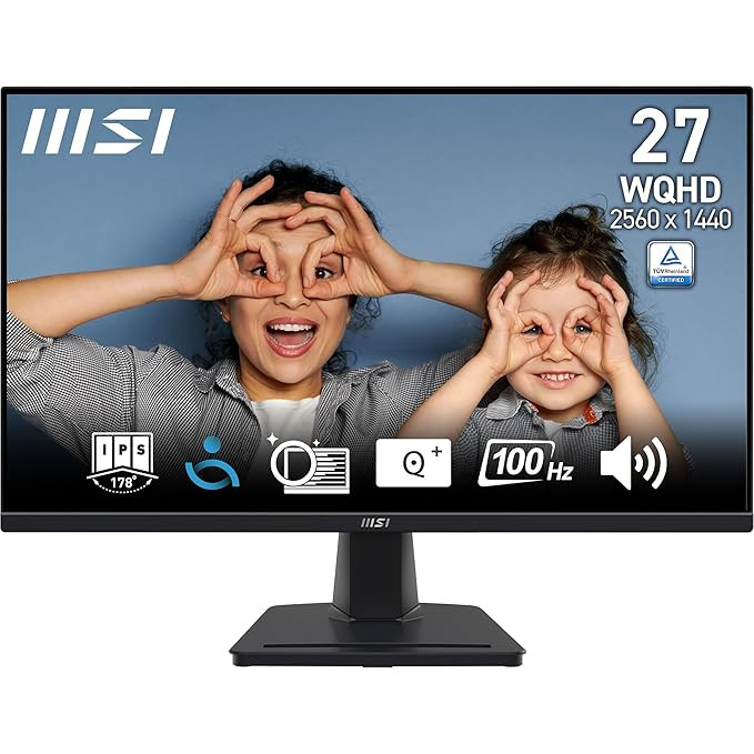 MSI PRO - MP275Q WQHD / 27 Inch /  2560 x 1440 IPS Panel / 100 Hz / Eye-Friendly Screen / Built-in Speakers / Tilt-Adjustable - HDMI 2.0b / DP-1.2a