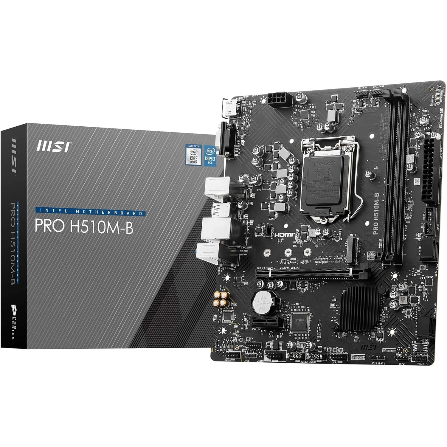 MSI PRO H510M-B Motherboard / Micro-ATX - Supports Intel Core 10th Gen Processors / LGA 1200-2 x DIMMs / 1 x PCIe 3.0 x16 / USB 3.2 Gen1 / 1G LAN / HDMI 1.4