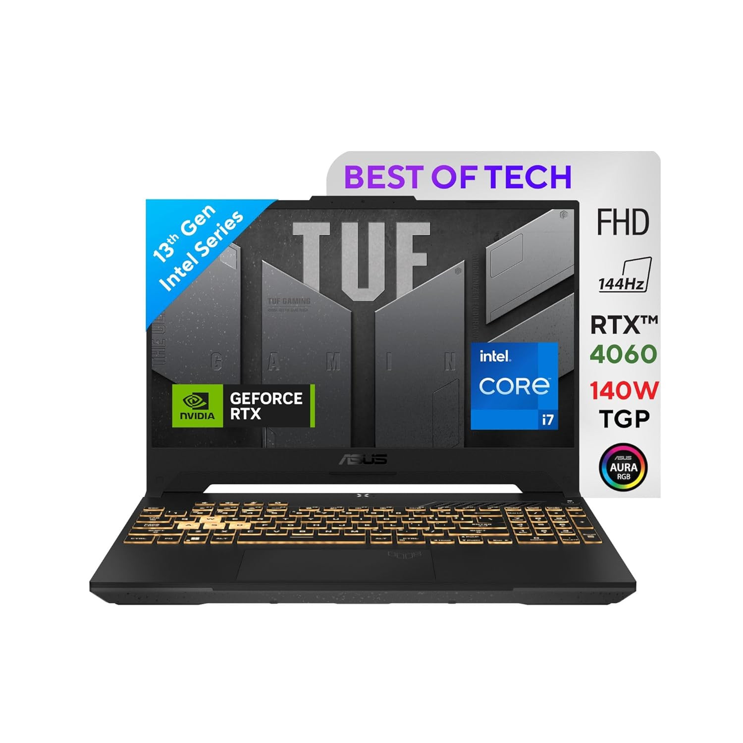 ASUS TUF Gaming F15 / FX507VV-LP287W / 15.6" (39.62cm) FHD 144Hz / 13th Gen Intel Core i7-13620H / Gaming Laptop / 16GB DDR5 / 512GB SSD / NVIDIA GeForce RTX 4060 / Windows 11 / Mecha Gray / 2.20 Kg