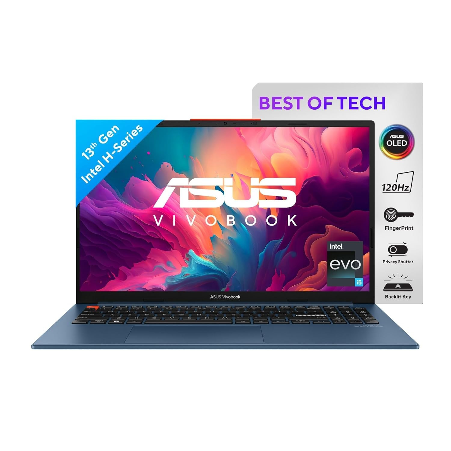 ASUS Vivobook S 15 OLED / S5504VA-MA541WS / Intel Core EVO i5-13500H 13th Gen / 15.6" (39.62 cm) 2.8K 120Hz OLED / 16GB / 512GB SSD / Win 11 / Blue / 1.7 kg