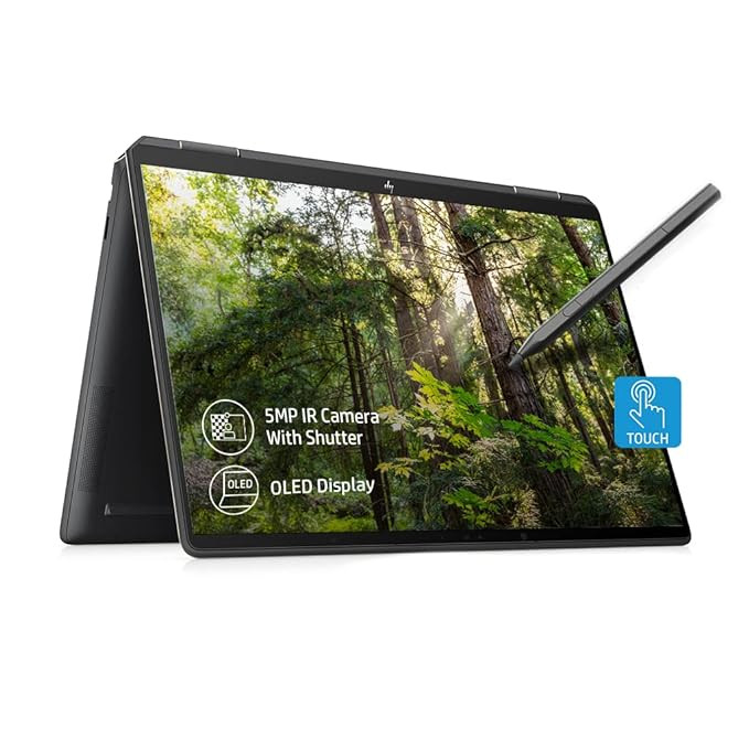 HP 14-ef2034TU / 13th Gen / Intel Core i7-1355U / 13.5 Inch-34.3cm / 3000 x 2000 / UWVA OLED 500 nits Gorilla Glass Touch 2-in-1 / Win 11 / 32GB RAM / 1TB SSD / 5MP(IR)Camera / Backlit KB / FPR / B&O