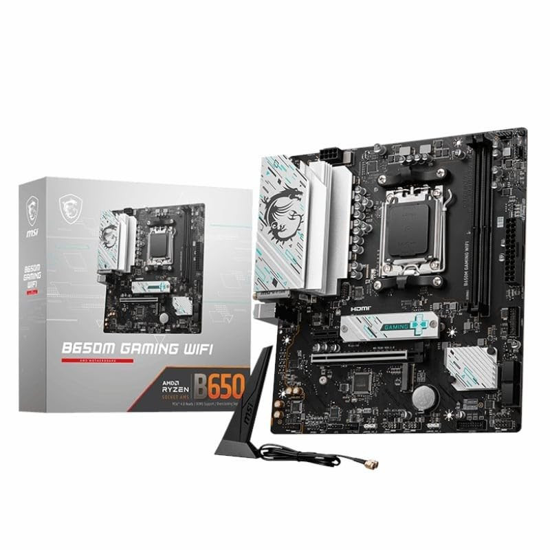 MSI B650M Gaming WiFi Motherboard / mATX - Supports / AMD Ryzen 7000 Series  Processors / AM5 - DDR5 Memory Boost 7800+ MHz/OC / PCIe 4.0 x16 / M.2 Gen4 / Wi-Fi 6E