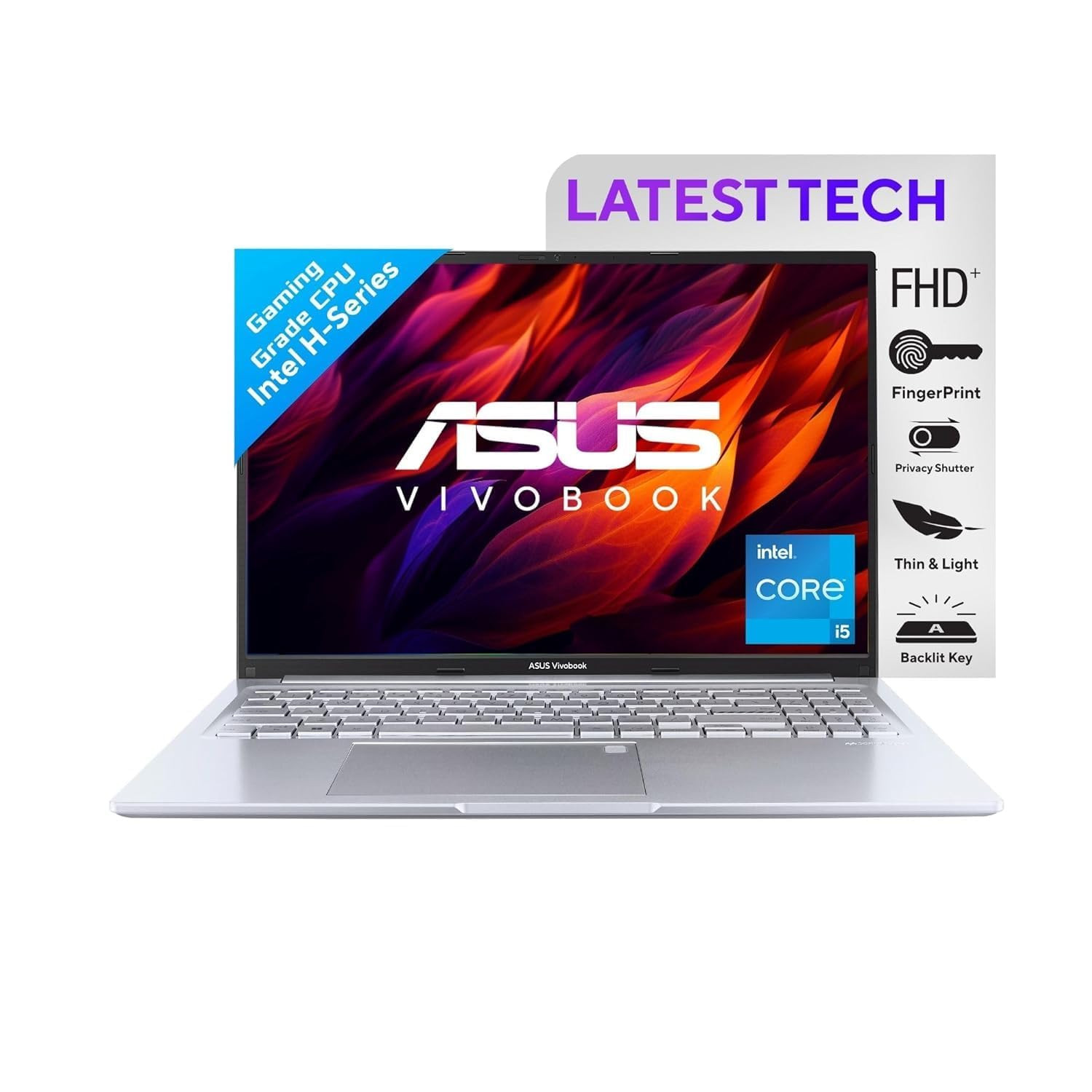 ASUS Vivobook 16X / X1605ZAC-MB541WS / Intel Core i5-12500H / 16GB RAM / 512GB SSD / Intel Iris Xᵉ Graphics / Win 11 / Fingerprint / 42WHr Battery / Transparent Silver / 1.88kg