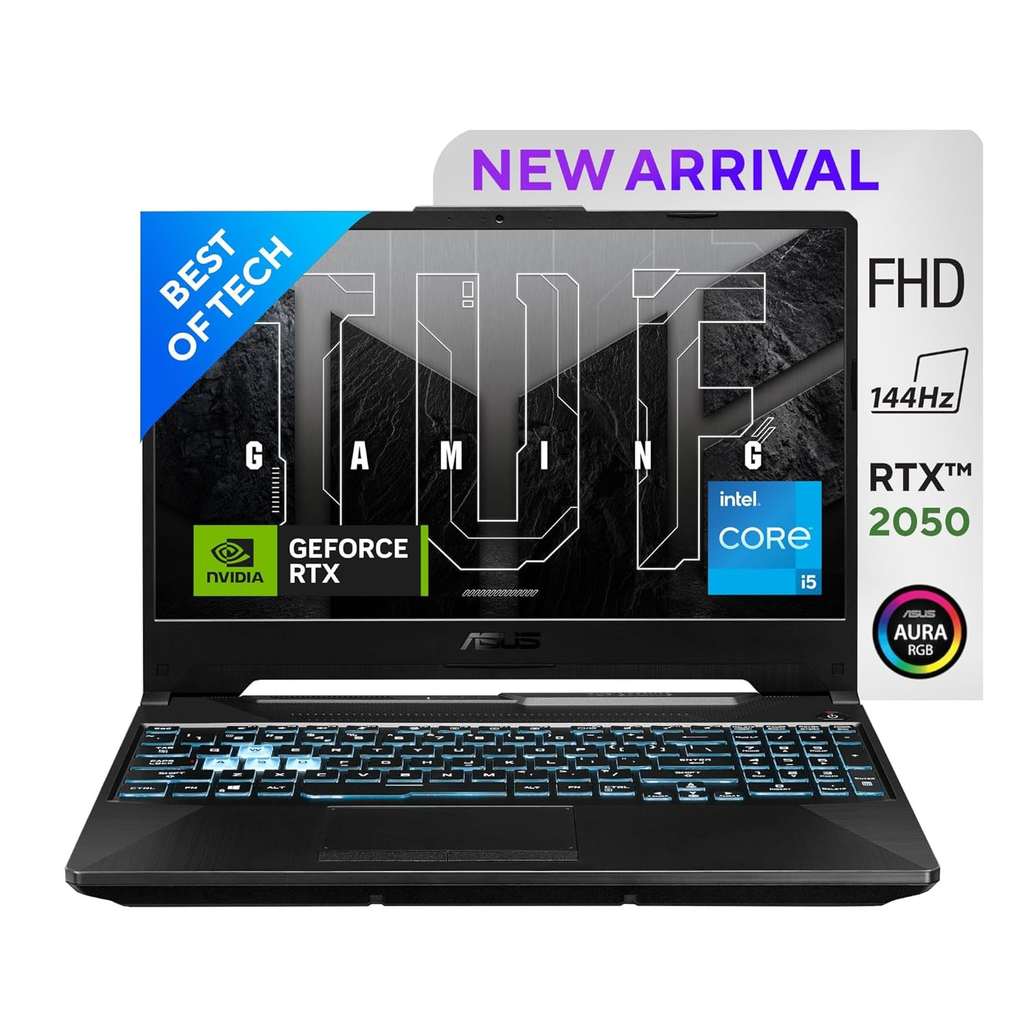 ASUS TUF Gaming F15 / FX506HF-HN077WS / Intel Core i5-11260H 11th Gen / 15.6-inch (39.62 cm) FHD 144Hz / 8GB / 512GB SSD / 4GB NVIDIA RTX 2050 / Win 11 / MS Office / Black